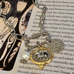 Greek Coin Carabiner Connector Necklace